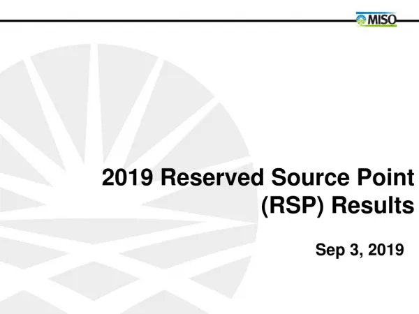 2019 Reserved Source Point (RSP) Results
