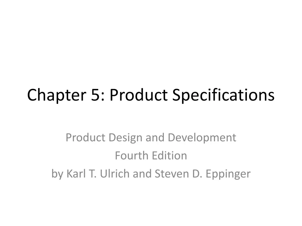 chapter 5 product specifications
