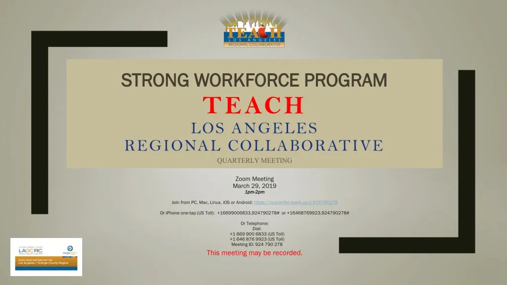 strong workforce program teach los angeles regional collaborative quarterly meeting