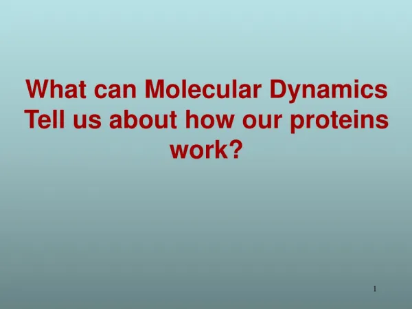 What can Molecular Dynamics Tell us about how our proteins work?