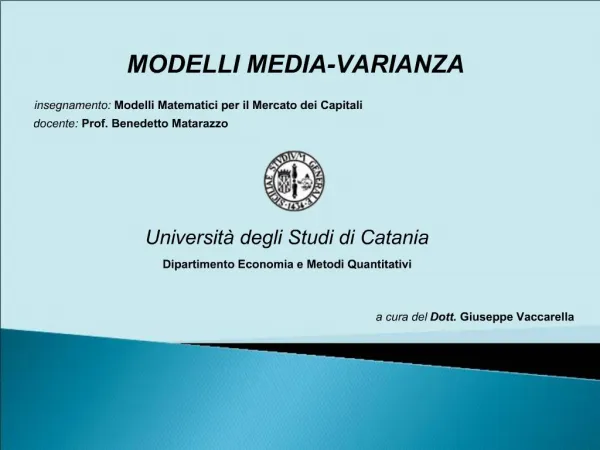 Universit degli Studi di Catania Dipartimento Economia e Metodi Quantitativi