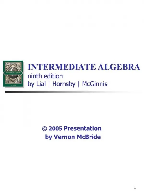 INTERMEDIATE ALGEBRA ninth edition by Lial Hornsby McGinnis