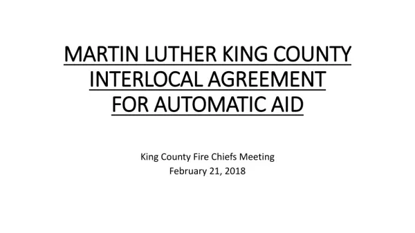 MARTIN LUTHER KING COUNTY INTERLOCAL AGREEMENT FOR AUTOMATIC AID