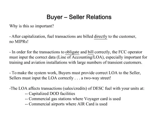 Buyer Seller Relations