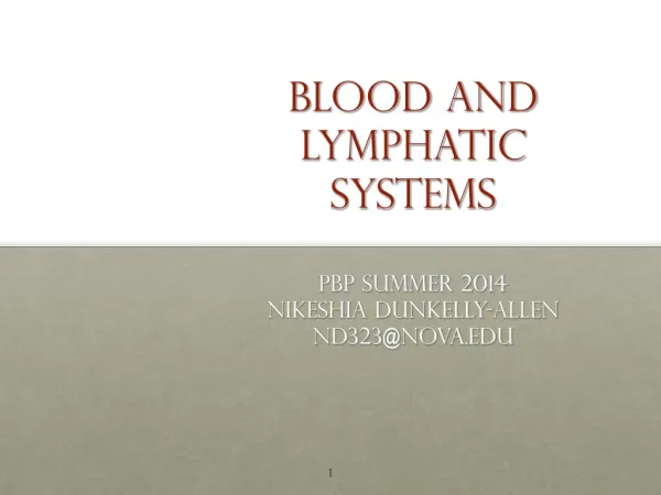 Blood and Lymphatic Systems Pbp Summer 2014 Nikeshia Dunkelly-Allen nd323@nova