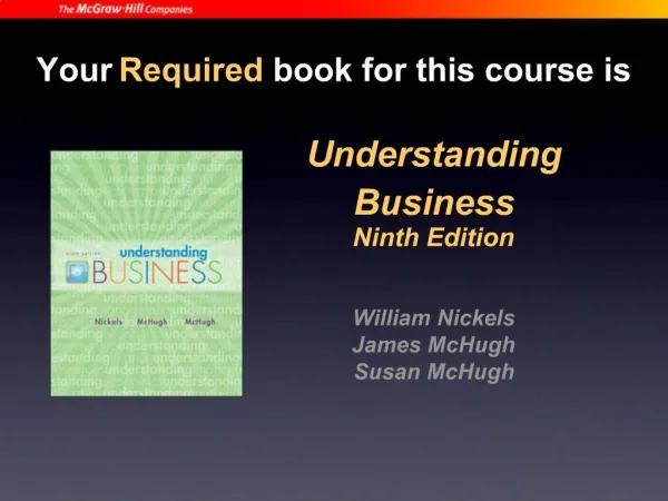 Understanding Business Ninth Edition William Nickels James McHugh Susan McHugh