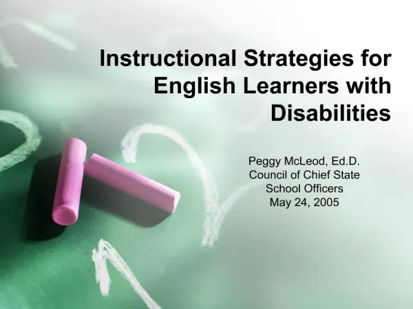 Instructional Strategies for English Learners with Disabilities