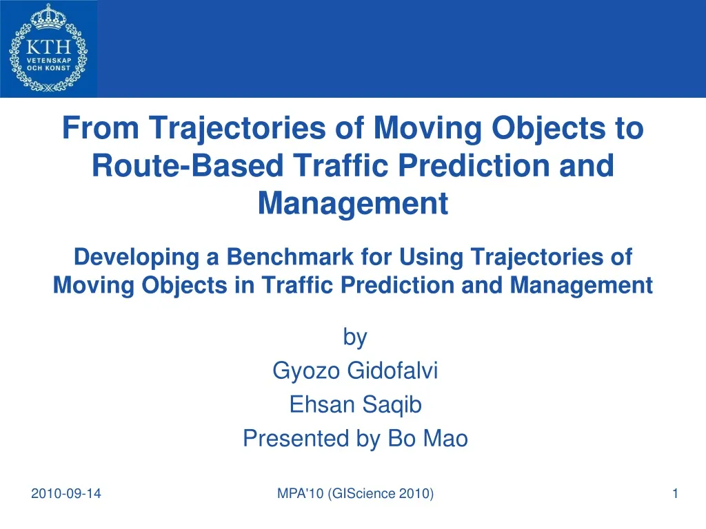 from trajectories of moving objects to route based traffic prediction and management