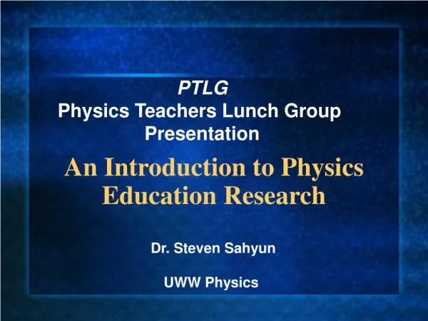An Introduction to Physics Education Research