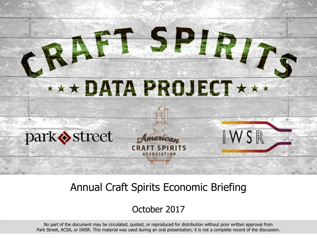 annual craft spirits economic briefing october