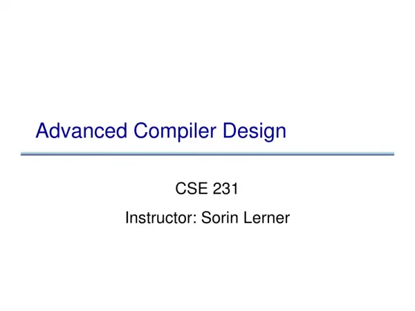 Advanced Compiler Design