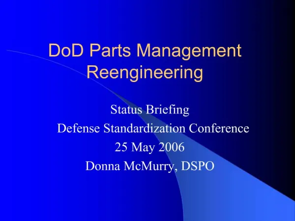DoD Parts Management Reengineering