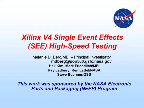 Xilinx V4 Single Event Effects SEE High-Speed Testing
