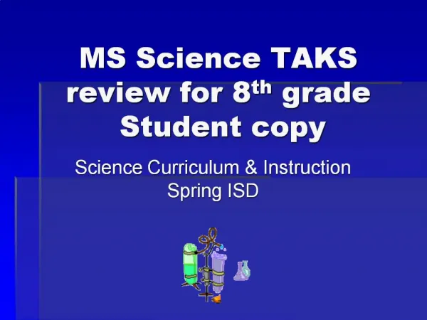 MS Science TAKS review for 8th grade Student copy