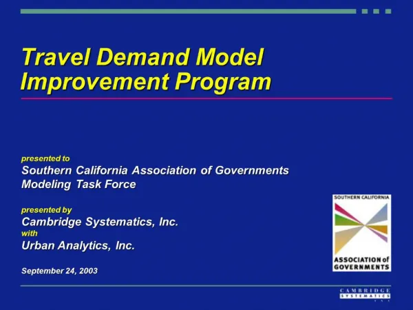 Travel Demand Model Improvement Program