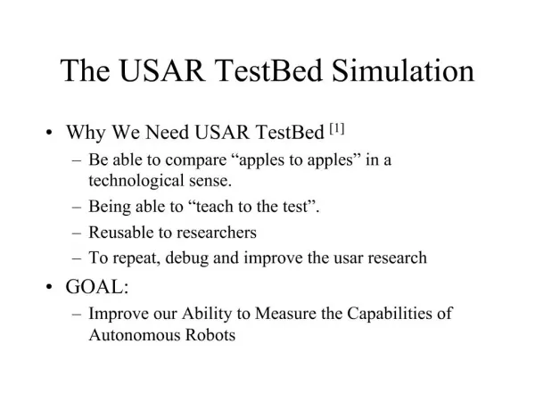 The USAR TestBed Simulation