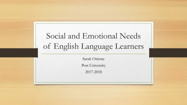 Social and Emotional Needs of English Language Learners