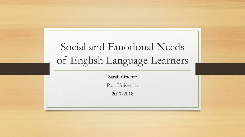 social and emotional needs of english language learners