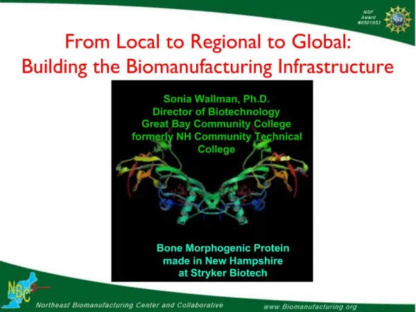 From Local to Regional to Global: Building the Biomanufacturing Infrastructure