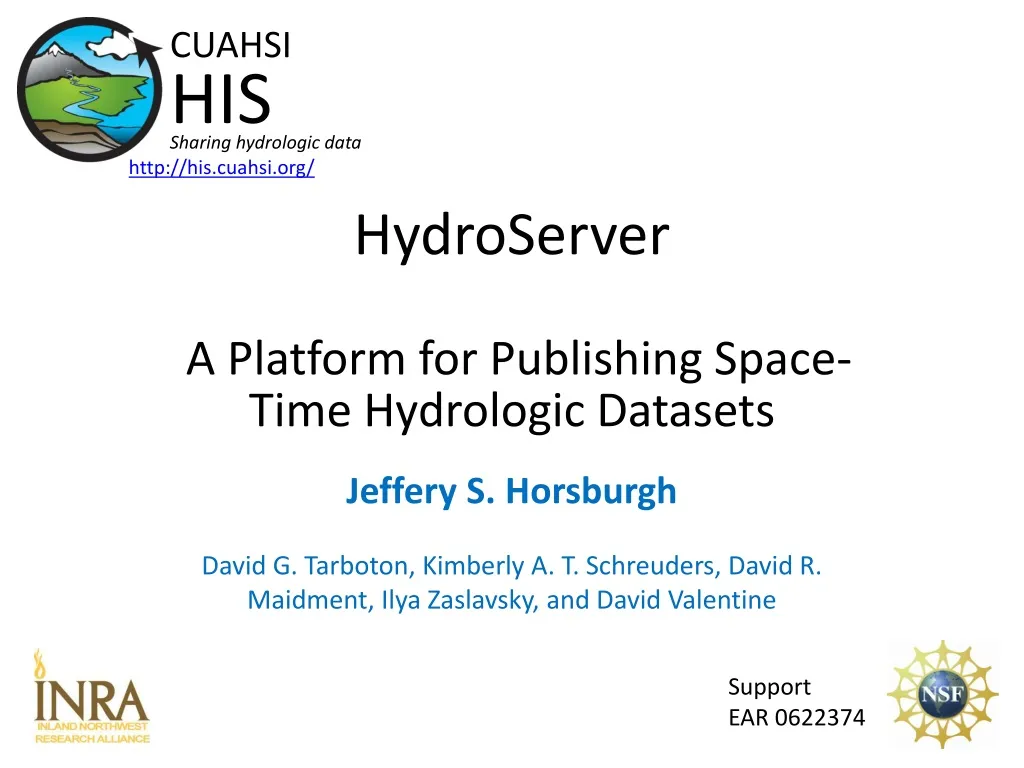 hydroserver a platform for publishing space time hydrologic datasets