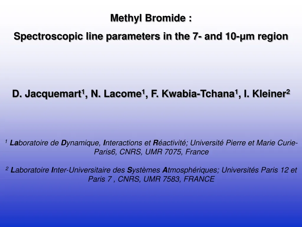 methyl bromide spectroscopic line parameters