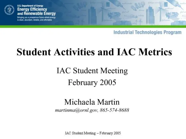 Student Activities and IAC Metrics