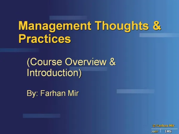 Management Thoughts Practices