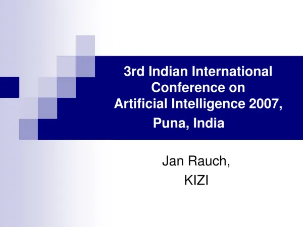 3rd Indian International Conference on Artificial Intelligence 2007, Puna, India