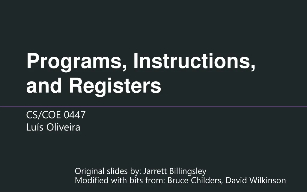 programs instructions and registers