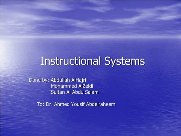 Instructional Systems