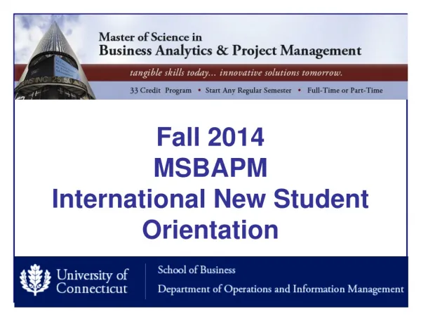Fall 2014 MSBAPM International New Student Orientation