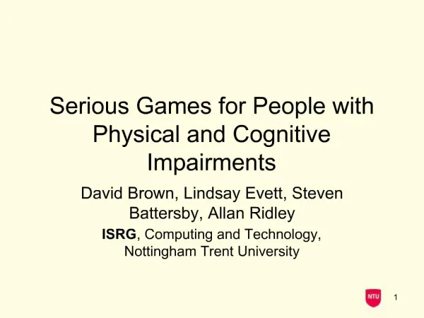 Serious Games for People with Physical and Cognitive Impairments