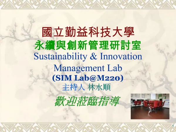 Sustainability Innovation Management Lab SIM LabM220