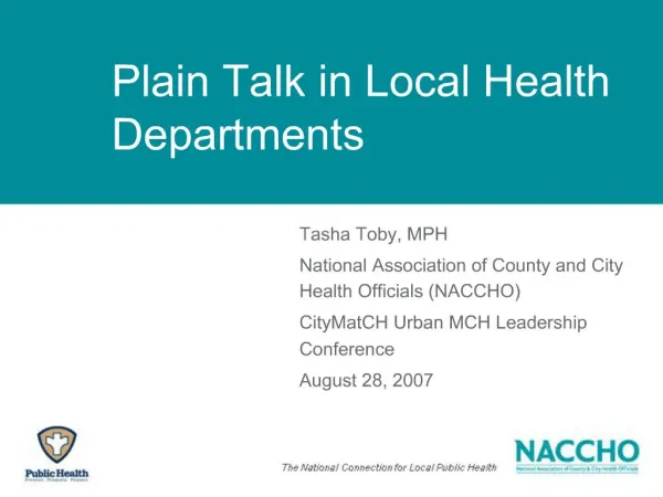 Plain Talk in Local Health Departments
