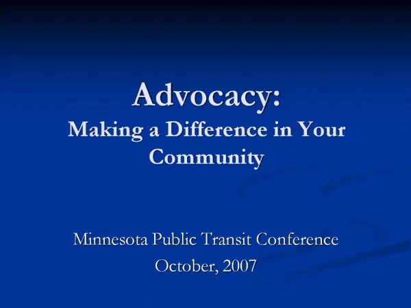 Advocacy: Making a Difference in Your Community