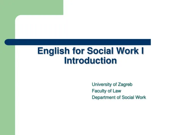 English for Social Work I Introduction
