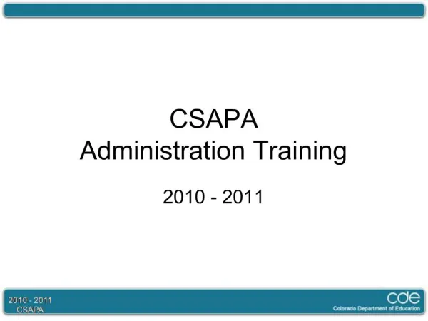 CSAPA Administration Training