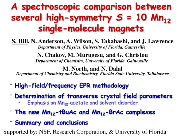 A spectroscopic comparison between several high-symmetry S  = 10 Mn 12 single-molecule magnets