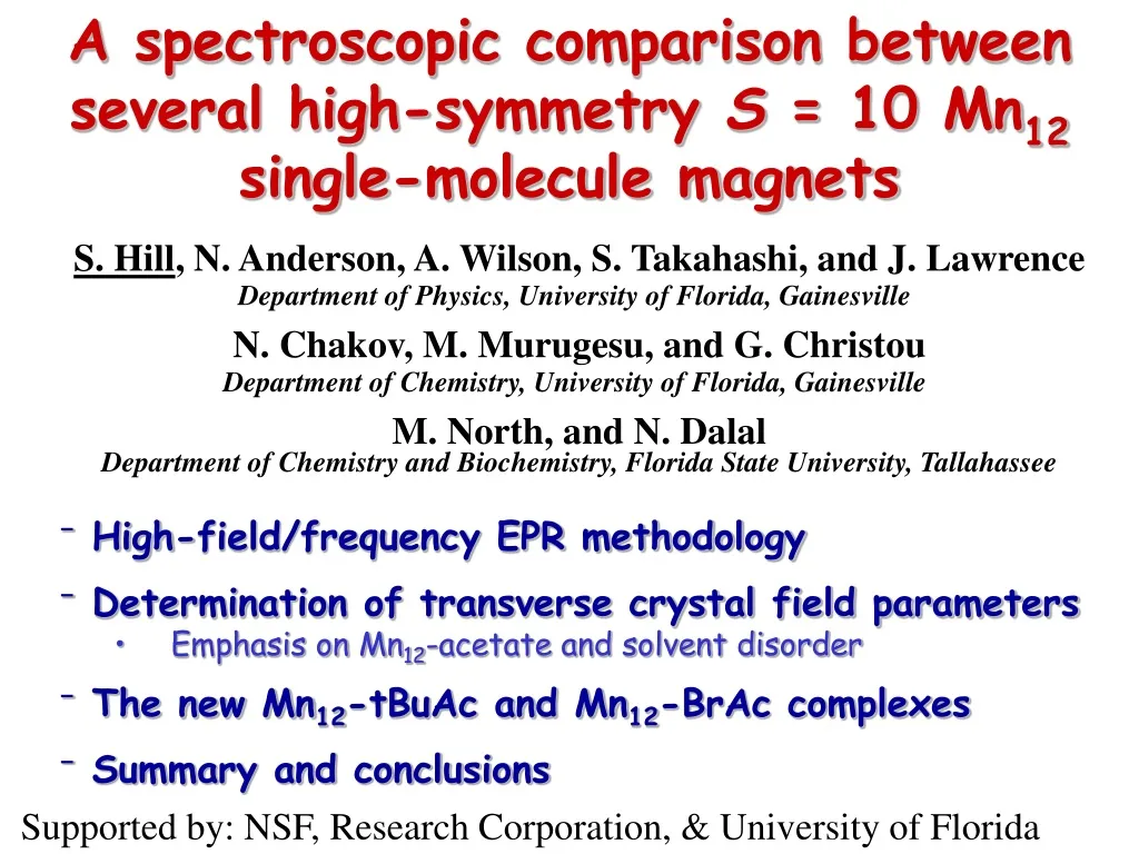 a spectroscopic comparison between several high