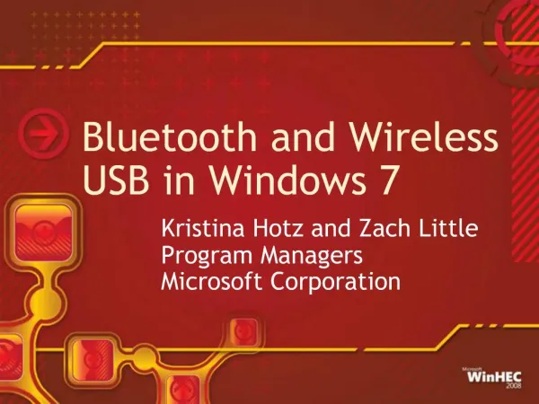 Bluetooth and Wireless USB in Windows 7