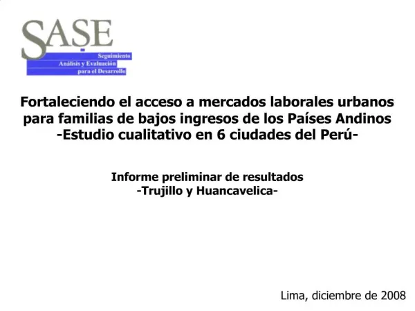 Fortaleciendo el acceso a mercados laborales urbanos para familias de bajos ingresos de los Pa ses Andinos -Estudio cual