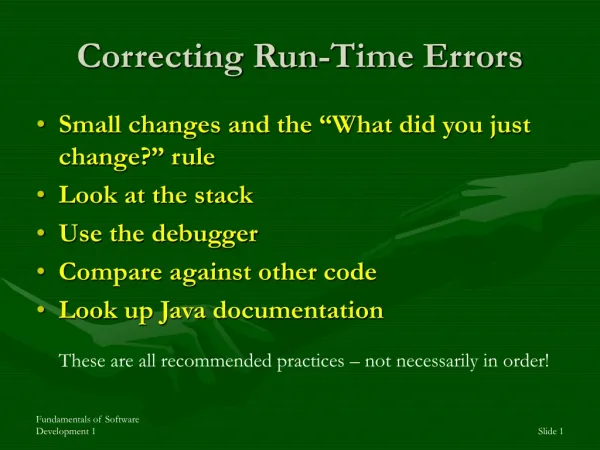 Correcting Run-Time Errors
