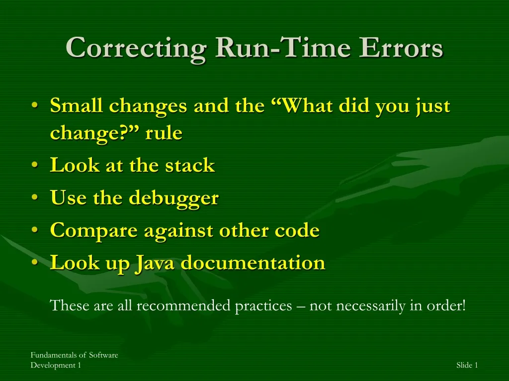 correcting run time errors