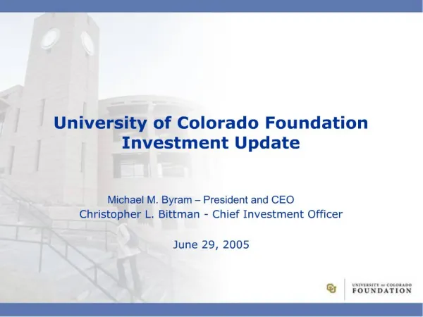 University of Colorado Foundation Investment Update