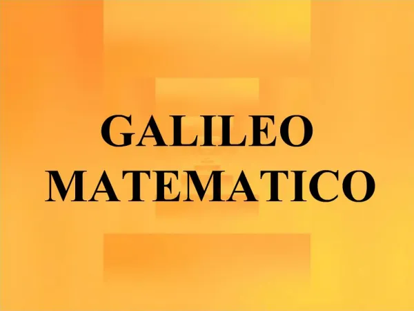 GALILEO MATEMATICO