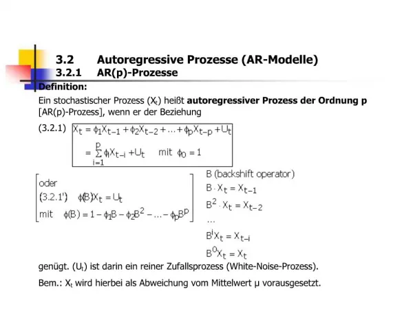 3.2 Autoregressive Prozesse AR-Modelle 3.2.1 ARp-Prozesse