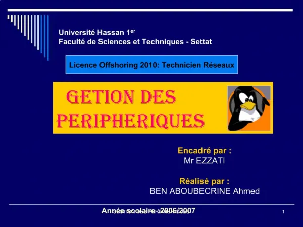 Universit Hassan 1er Facult de Sciences et Techniques - Settat