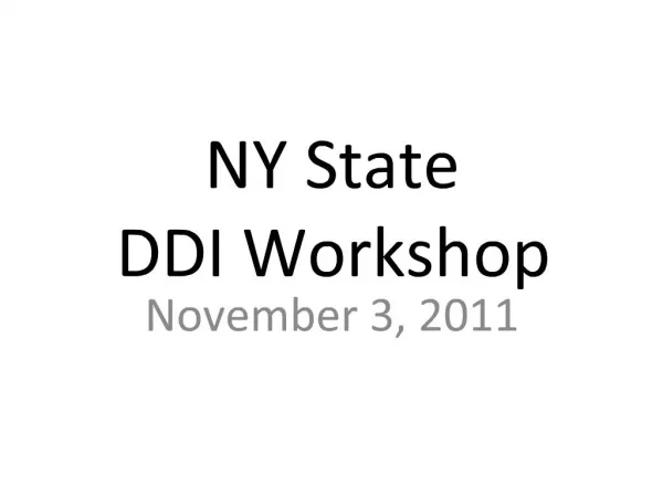 NY State DDI Workshop