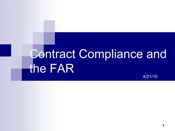 Contract Compliance and the FAR