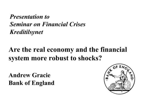 Presentation to Seminar on Financial Crises Kreditilsynet